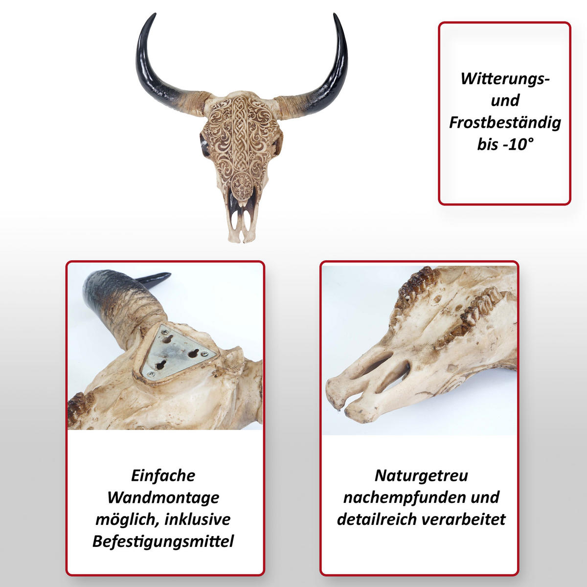 DEKO LONGHORN LOBANJA Bež - bež, kamen (41/45/14cm) - MCW
