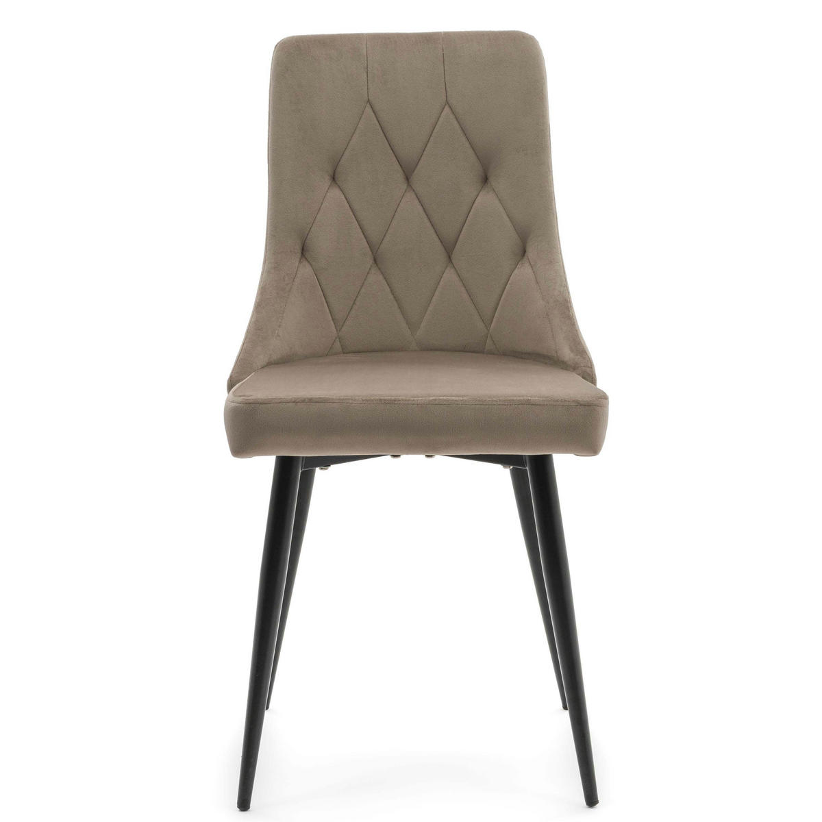 STUHL CAREN gepolstert mit Steppung - dunkelbeige - Samt Velours - Beige/Schwarz, Metall (50/94/65cm) - NEW HOME