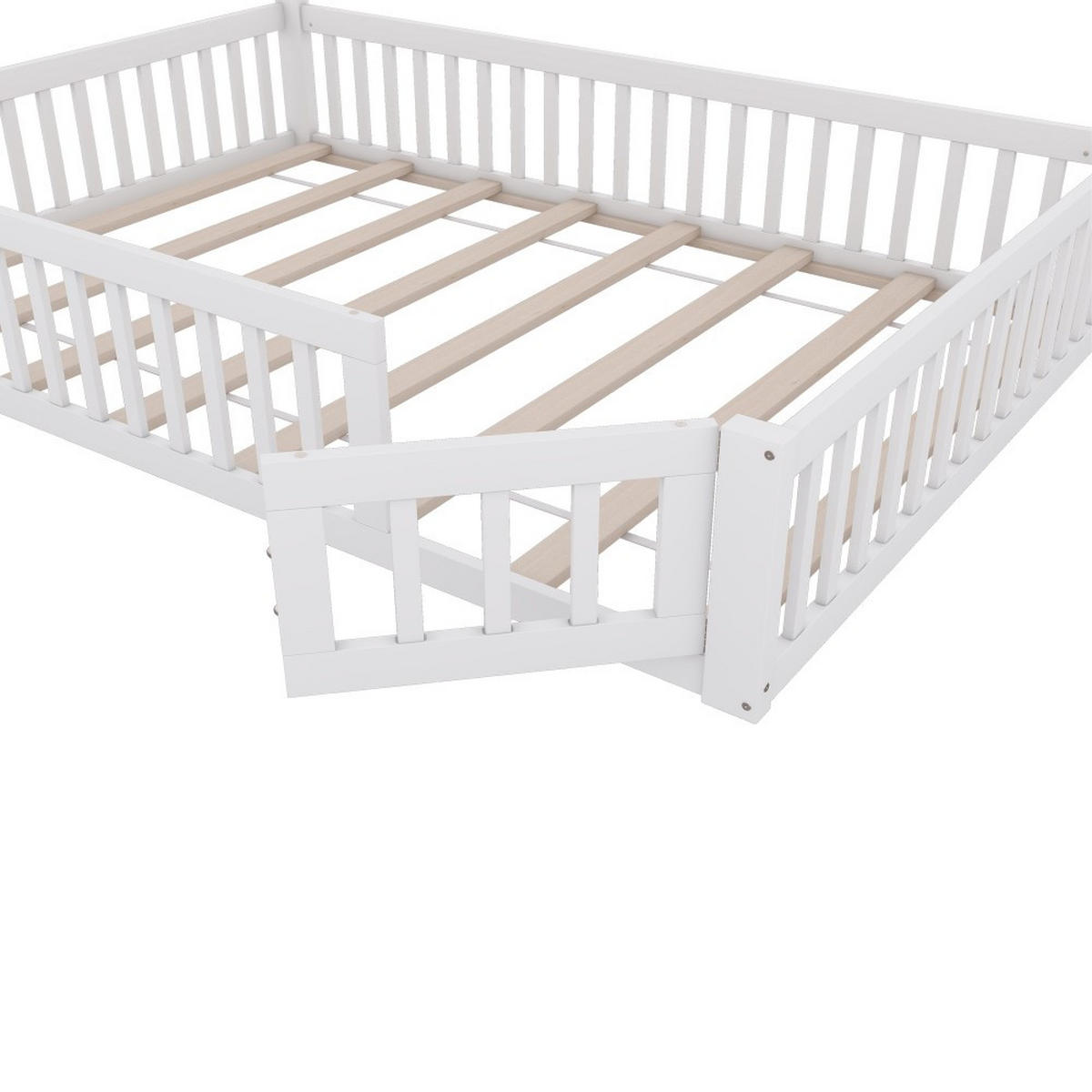 HAUSEBETT 140 x 200 cm mit Lattenrost in Weiß - Weiß, Holz (140/200cm) - KOMHTOM