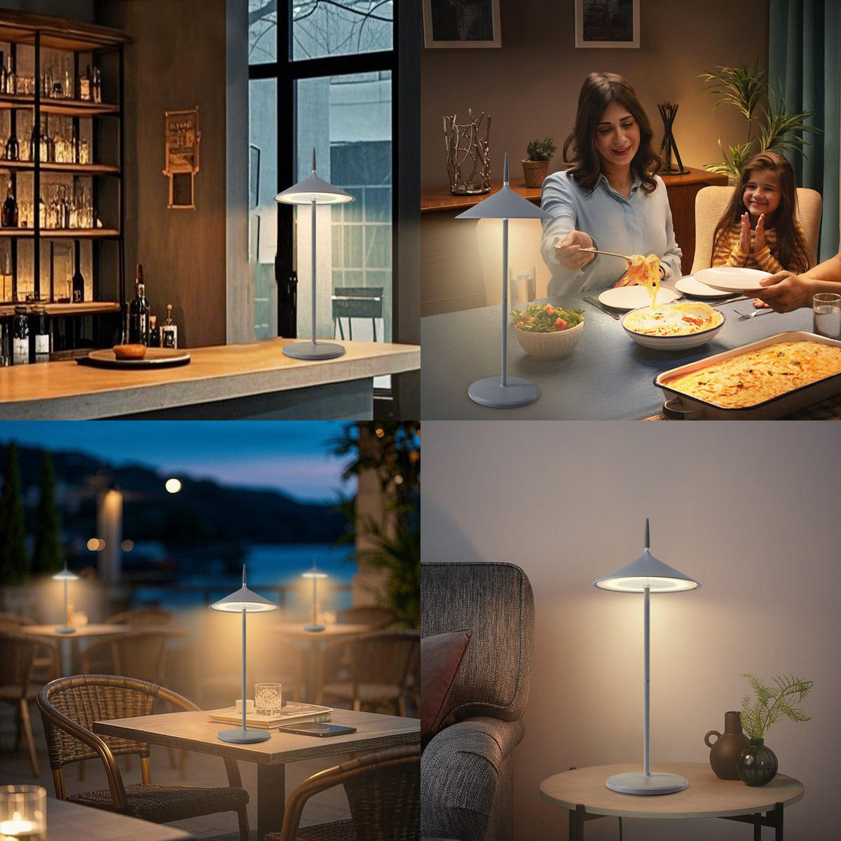 STOLNÍ lampa Abmeier LED 15,4/15,4/37,6 cm - šedá, plast (15.4/15.4/37.6cm) - Nettlife