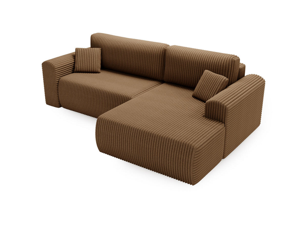 ECKSOFA Linea Beige, Sofa mit Schlaffunktion, rechte seite - Beige, Holzwerkstoff/Textil (257/177cm) - Bettso