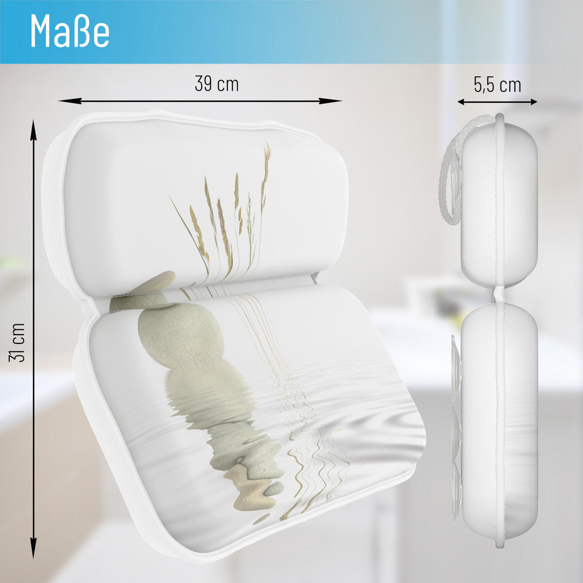 BADEWANNENKISSEN Balance - Weiß, Kunststoff (39/5.5cm) - Sanilo