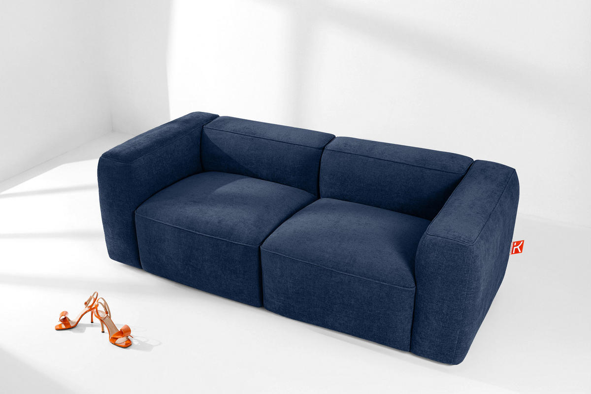 2-SITZER SOFA FUBBO, Dunkelblau - Dunkelblau, Holz/Holzwerkstoff (210/73/96cm) - KONSIMO®
