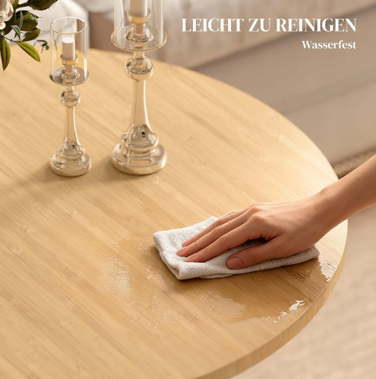COUCHTISCH 66/66/45 cm mit Kreuzgestell und verstellbaren Füßen, Bambus, Natur - Naturfarben, Naturmaterialien (66/66/45cm) - Redom