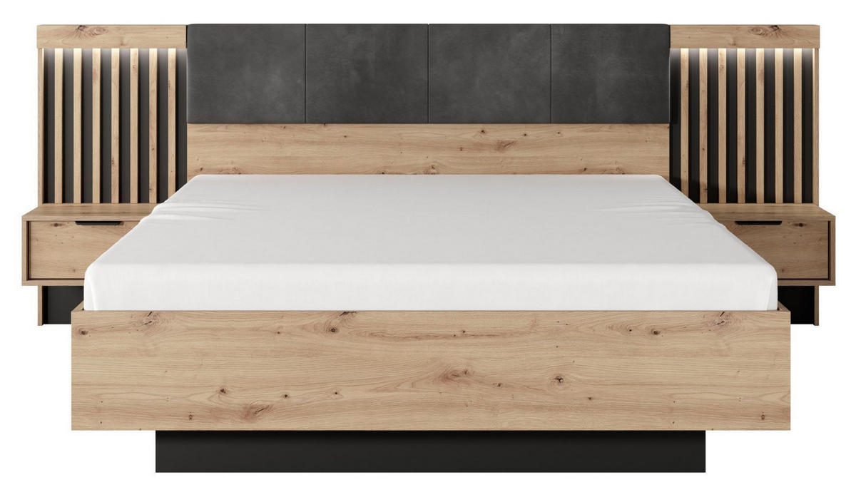 NACHTTISCH Antrazit Artisan Eiche Mit Lamellen - Multicolor, Holzwerkstoff (50.4/104/39.6cm) - Sepro Meble