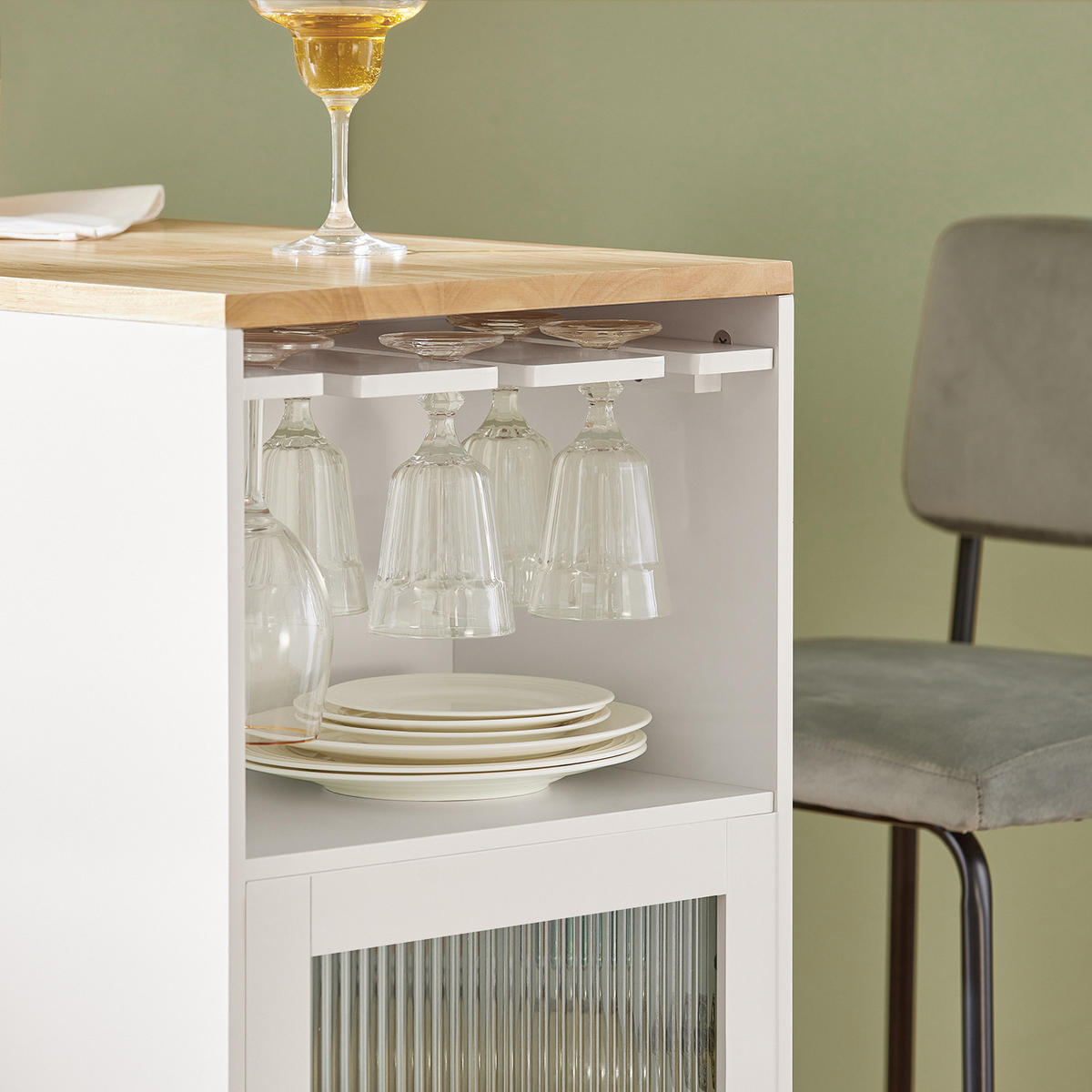BARTISCH Weiß-Natur - Weiß/Naturfarben, Holz/Holzwerkstoff (108/105/40cm) - SoBuy