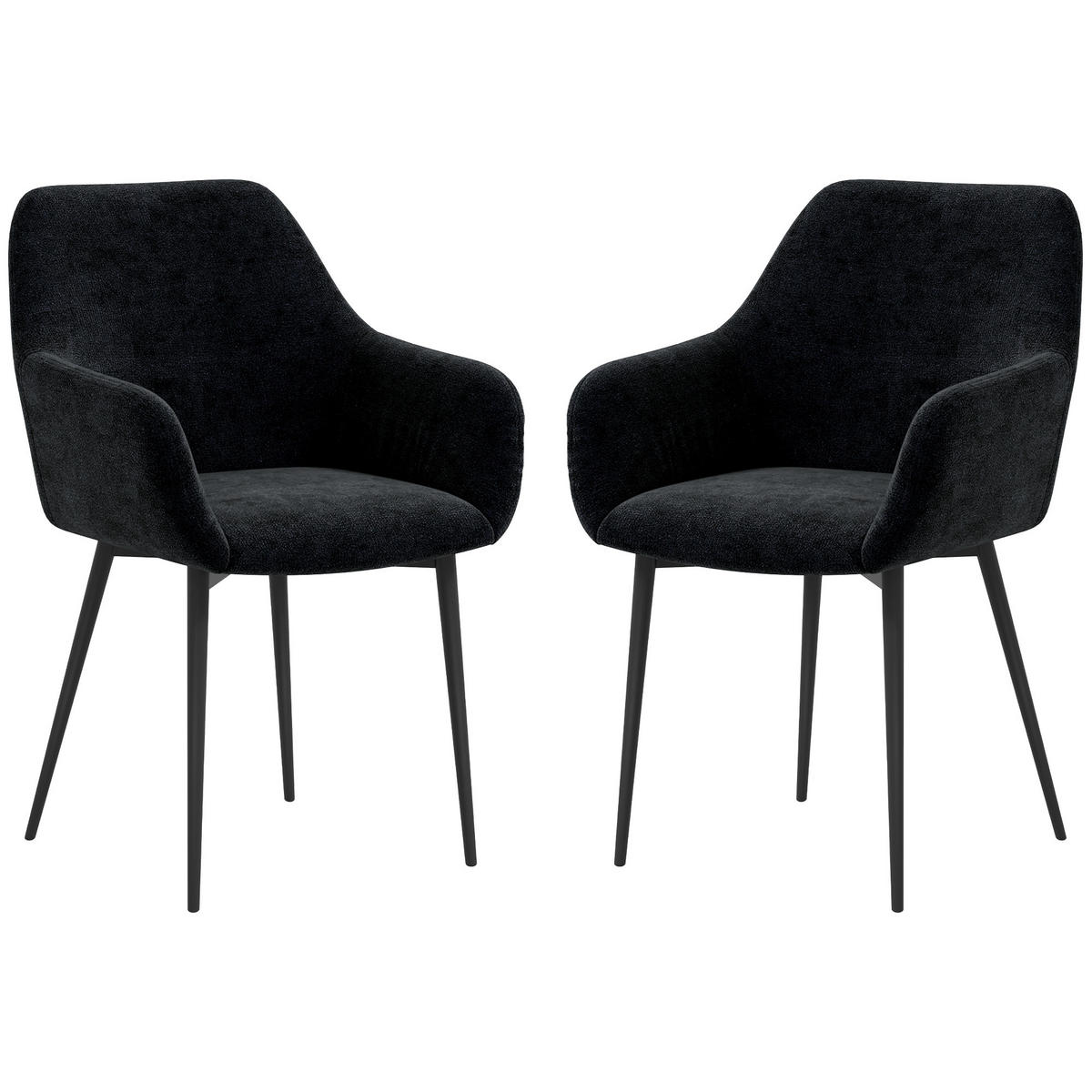 STÜHLE Schwarz 2 Stück - Schwarz, Textil (54/80/57cm) - GiPP