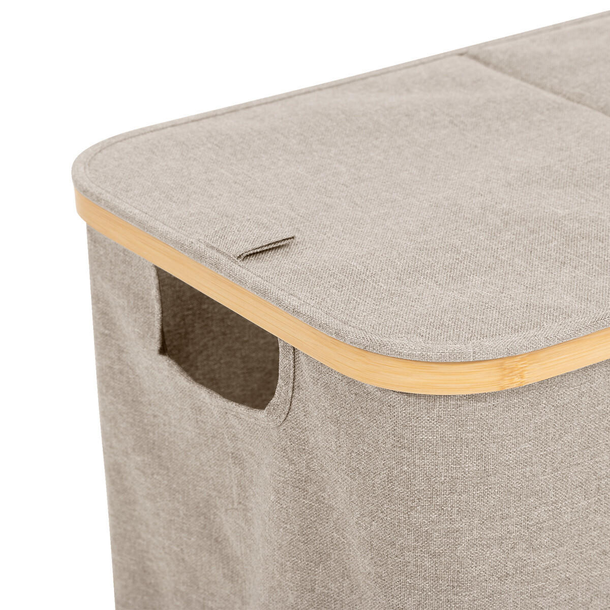 WÄSCHEKORB mit zwei Fächern Tidy 80 l 53/33/54 cm - Beige, Textil (33/54/53cm) - 5five Simply Smart
