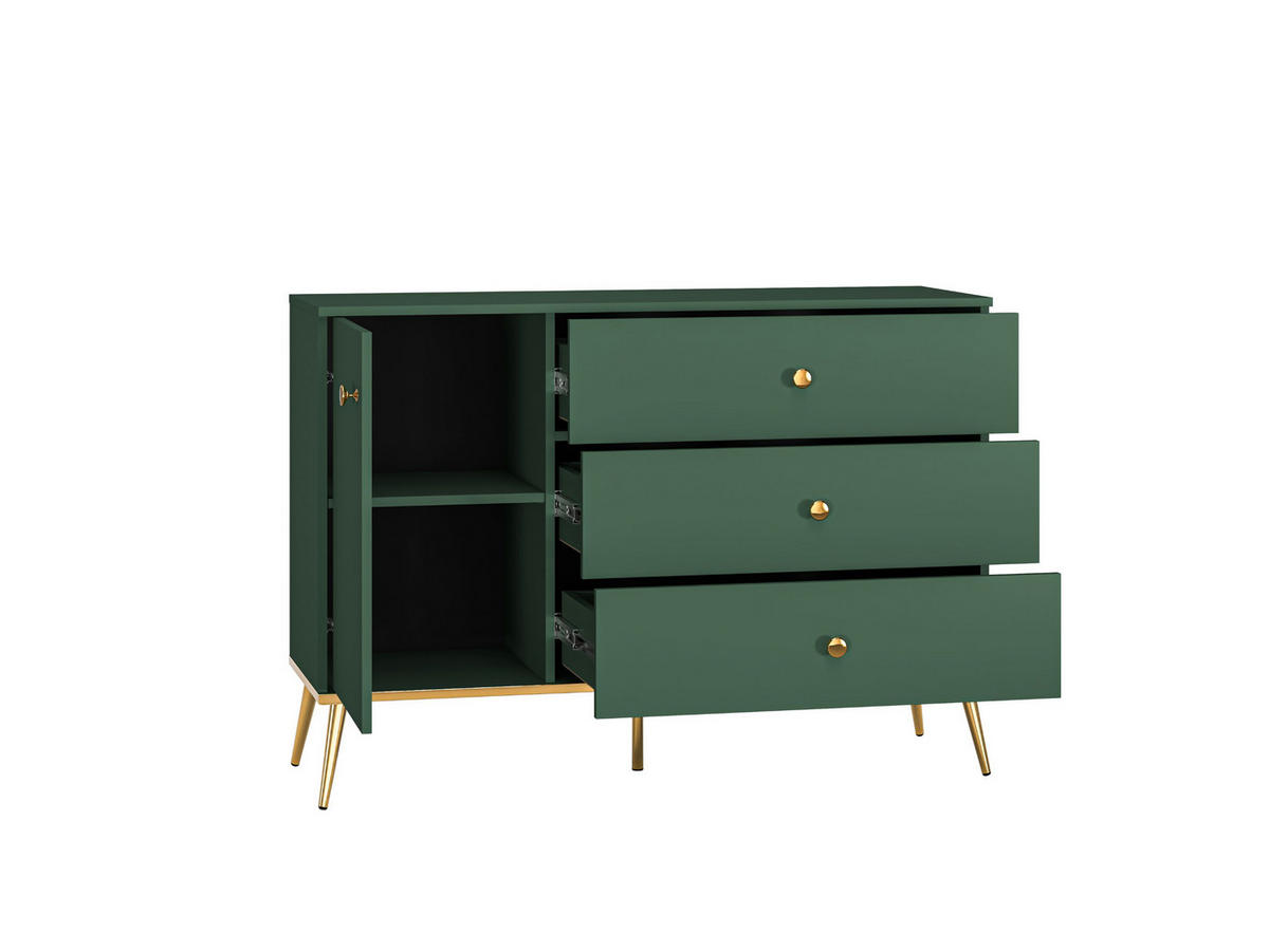 SIDEBOARD Forest dunkelgrün / gold 120 / 40 / 85cm - Dunkelgrün/Grün, Holz/Holzwerkstoff (120/85/45cm) - Feldmann-Wohnen