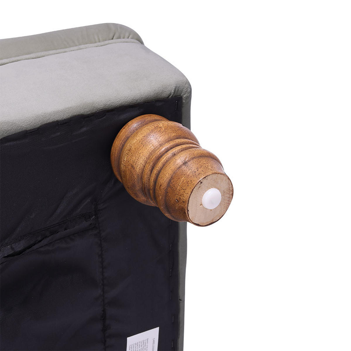 POLSTERHOCKER 90/60/30 cm Knopfheftung Holzbeine Flanell Grau - Walnussfarben/Grau, Holz/Textil (90/30/60cm) - Livingandhome