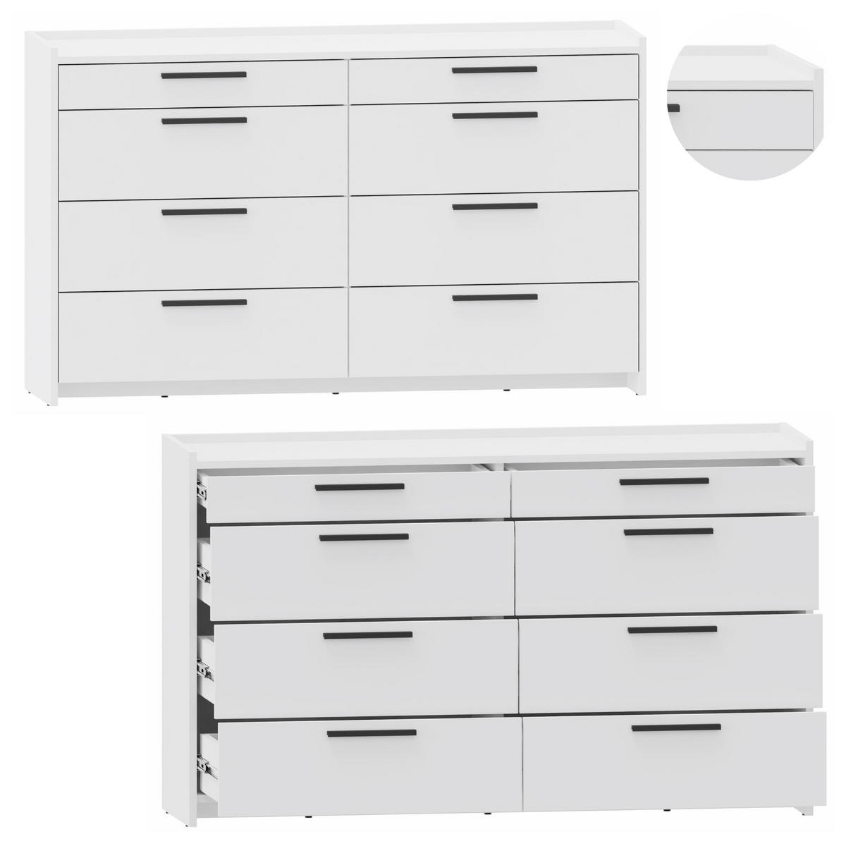 KOMMODE ALTIVO 6SW2SN Weiß 134,4/35,9/80,6 cm - Weiß, Holzwerkstoff (134.4/80.6/35.9cm) - Matkam Möbel