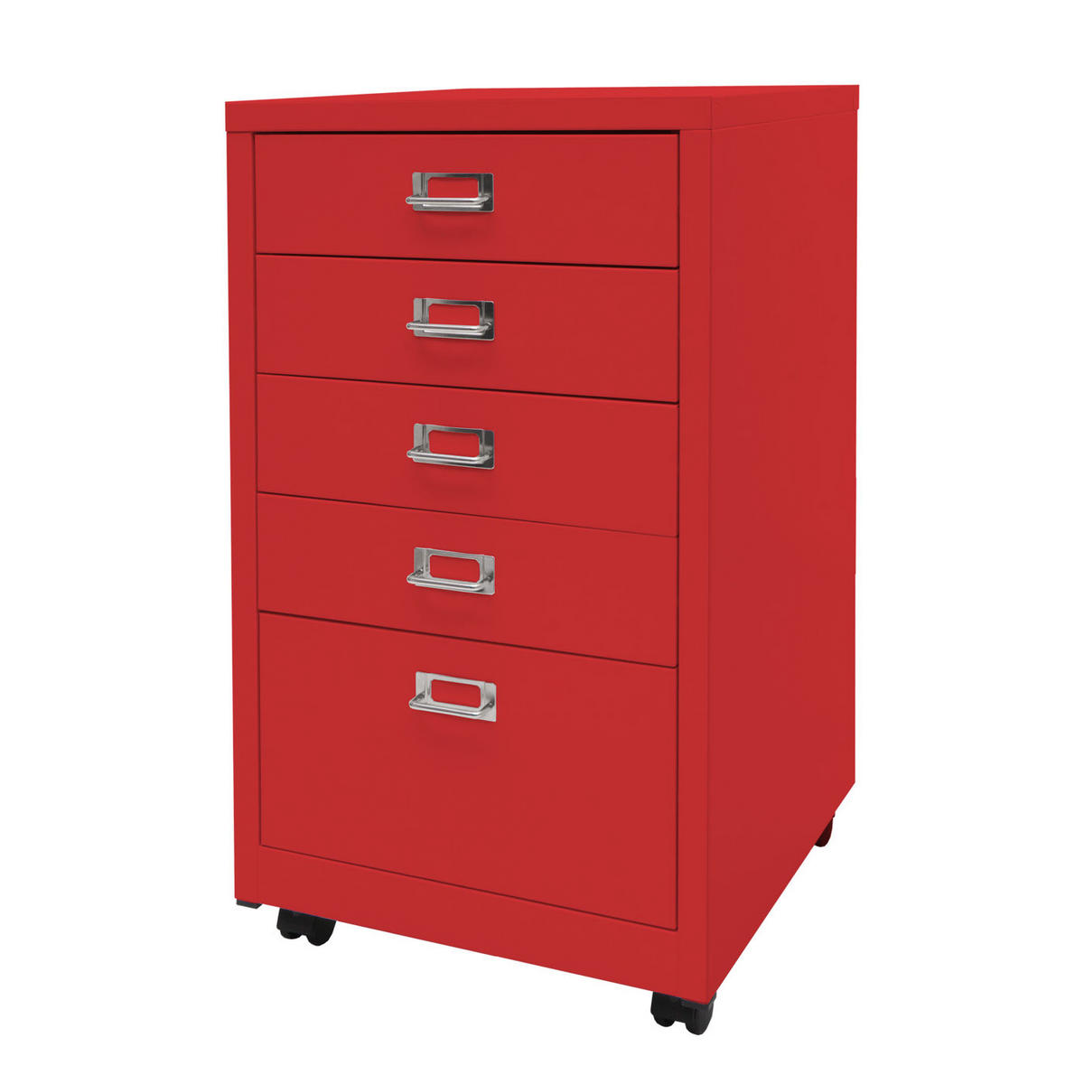 ROLLCONTAINER 75x40x41cm Metall 5 Schubladen Rot - Rot, Metall (40/75/41cm) - PROREGAL