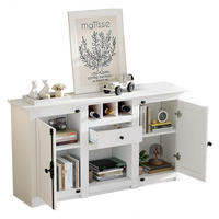 SIDEBOARD aus MDF und Spanplatte 130x35x70 cm Weiß mit 2 Türen, 1 Schublade und 3 Weinfächern - Weiß, Holzwerkstoff (130/70/35cm) - Modfu