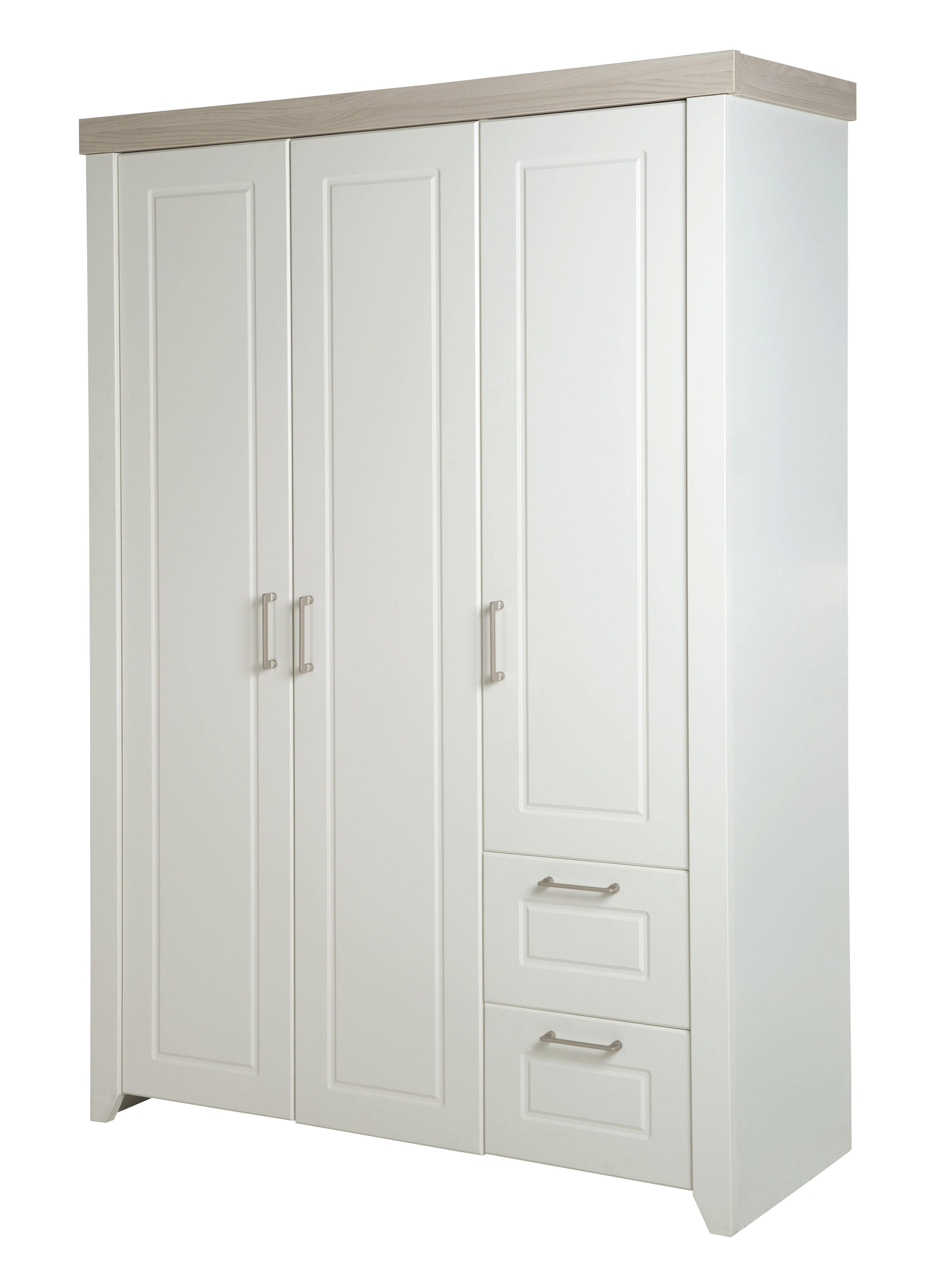 KLEIDERSCHRANK Felicia - Weiß, Holzwerkstoff/Metall (138.5/199/52.5cm) - Roba