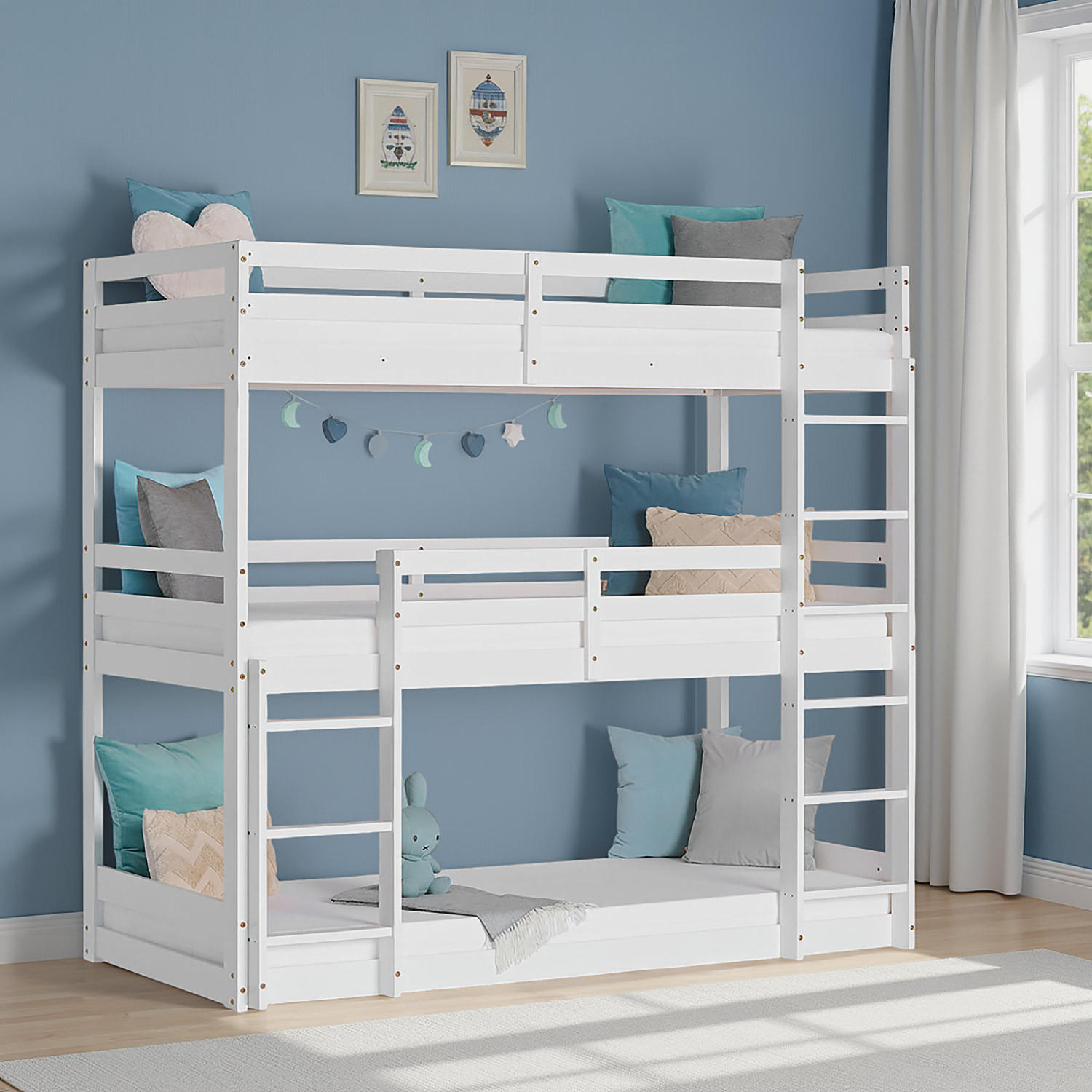 ETAGENBETT Kinderbett 90/200 cm weiß - Weiß, Holz - Homestyle4u