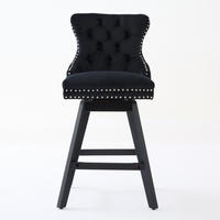 BARHOCKER 2er-Set Schwarz mit Samtbezug, Rückenlehne und 360° Drehfunktion - Schwarz, Textil (55/97.5/44.5cm) - PANGIVO