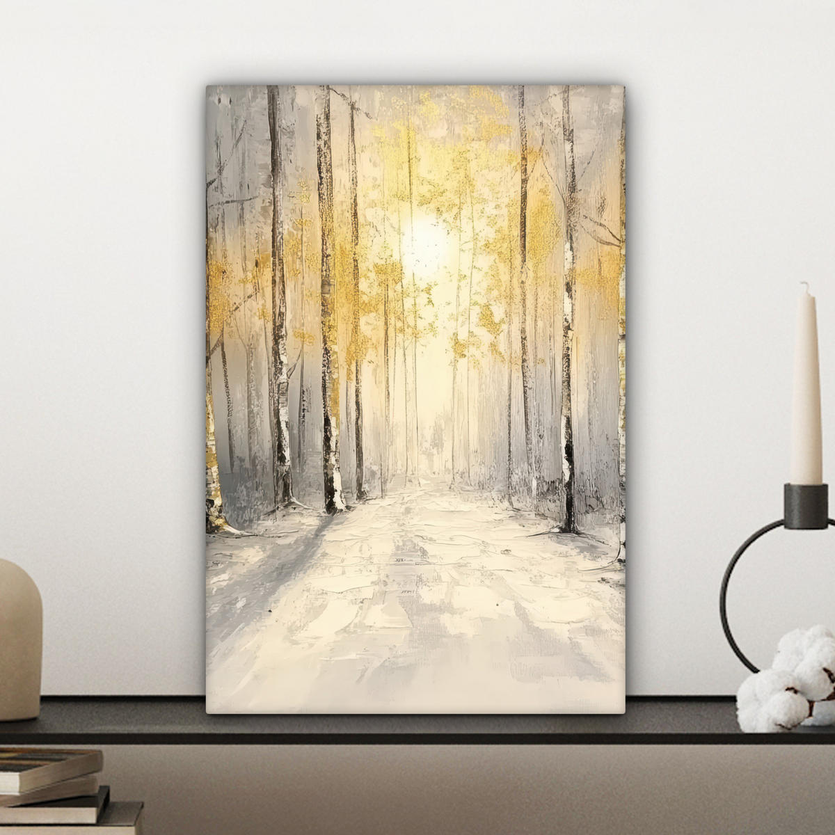 LEINWANDBILD Winter - Abstrakt - Schnee - Natur - Sonne Deko Wohnzimmer 20x30 cm - Grau, Textil (20/30cm) - MuchoWow
