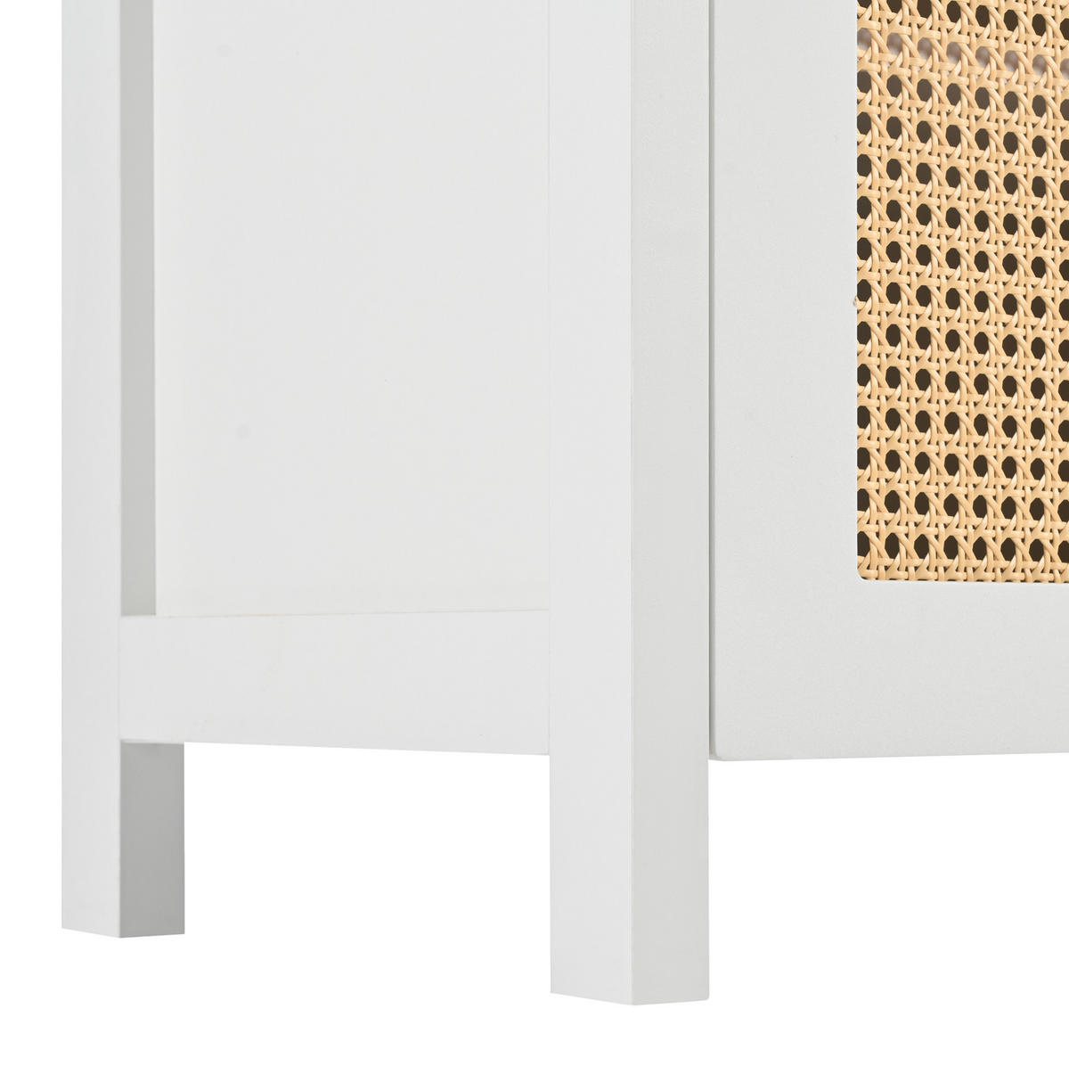 SIDEBOARD 4-türig mit Kunst-Rattan Weiß - Weiß, Holzwerkstoff (145/40/80cm) - Meubliv
