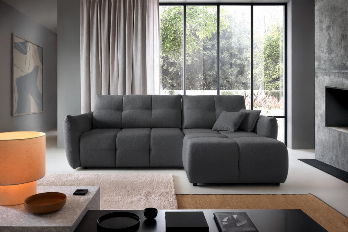 ECKSOFA Grau BOSE Mit Schlaffunktion Rechts - Grau, Textil (177/257cm) - Sepro Meble