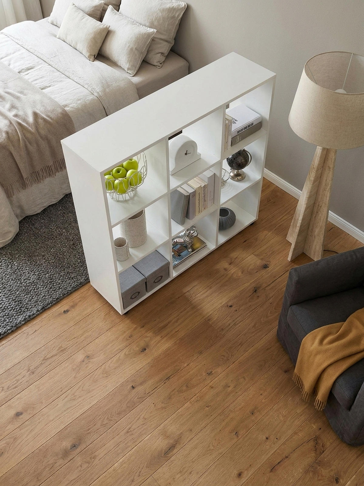 BÜCHERREGAL – Weiß, 8 Fächer, kratzfest, Raumteiler - Weiß, Holz/Kunststoff (108/104/29cm) - KADIMA DESIGN