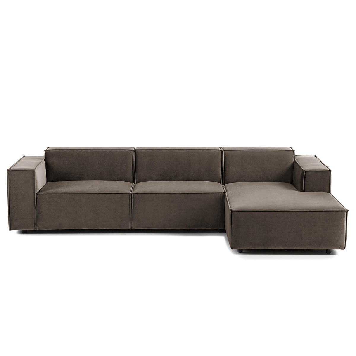 ECKSOFA mit Longchair - Taupe/Schwarz, Kunststoff/Textil (294/177cm) - home24
