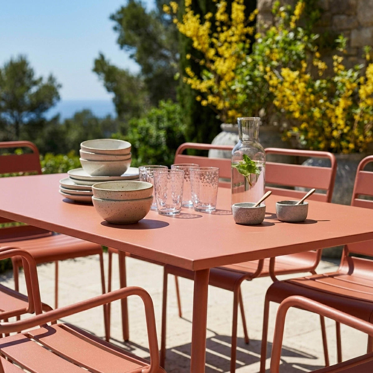 GARTENSET 9-tlg., Lehm - Pink, Metall - Oviala