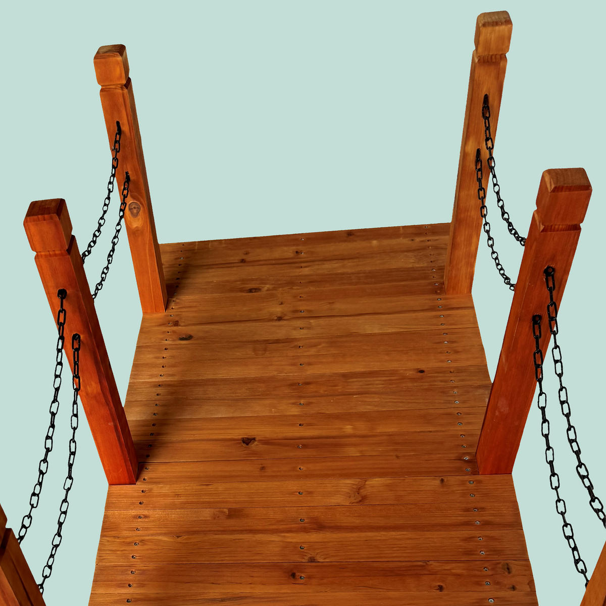 GARTENBRÜCKE Orange Tannenholz Eisen mit Ketten - Orange, Holz/Metall (67/150/55cm) - Relaxdays