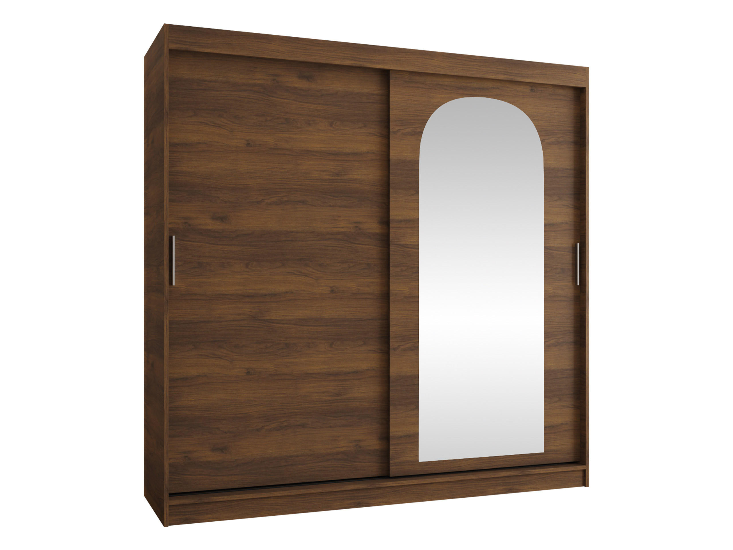 SCHWEBETÜRENSCHRANK Selfie 200 cm mit Schubladen - Silberfarben/Nussbaumfarben, Holzwerkstoff/Kunststoff (200/200/62cm) - MIRJAN24