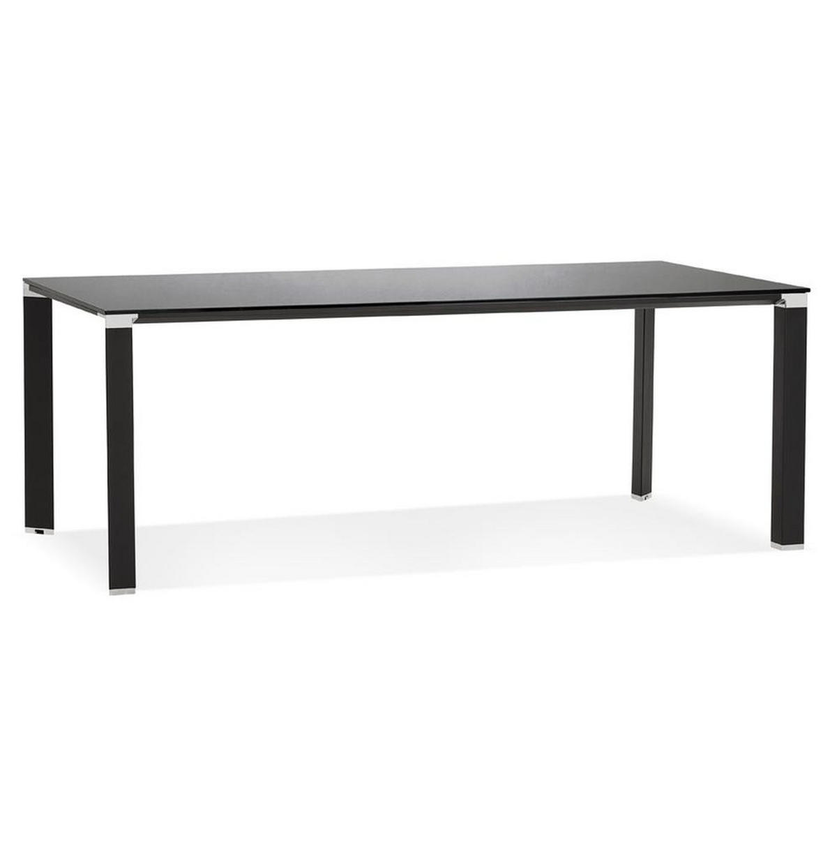 SCHREIBTISCH Glas Chromakzente Für Besprechungsraum KERIX, Schwarz 200x100x74 cm - Schwarz, Glas/Metall (100/200/74cm) - KADIMA DESIGN