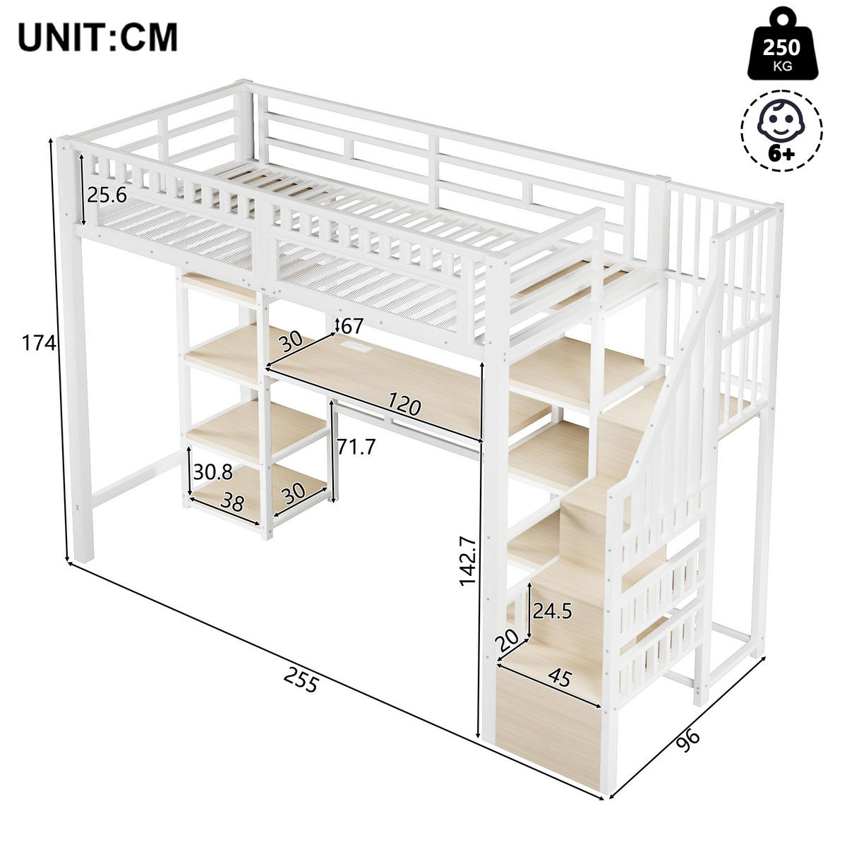 HOCHBETT Eisen 90/200 cm Weiß - Weiß, Metall - Raumix