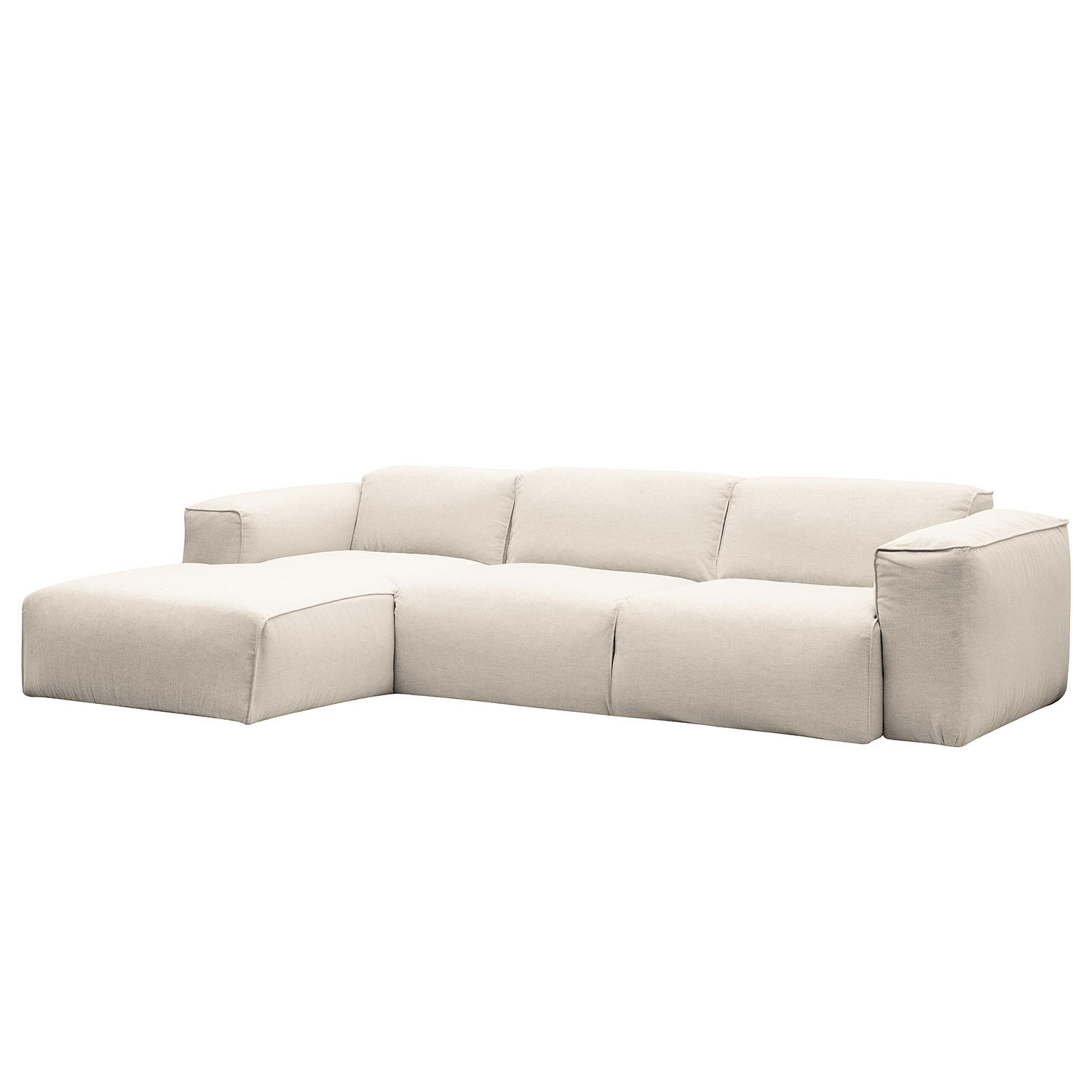 3-SITZER ECKSOFA mit Longchair - Beige/Schwarz, Kunststoff/Textil (284/173cm) - home24