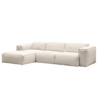 3-SITZER ECKSOFA mit Longchair - Beige/Schwarz, Kunststoff/Textil (284/173cm) - home24
