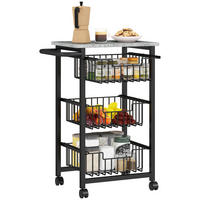 KÜCHENWAGEN DE-10343 3 Stahlkörbe und Rollen Hellgrau/Schwarz - Hellgrau, Metall (31/69/49.5cm) - ComfortXL