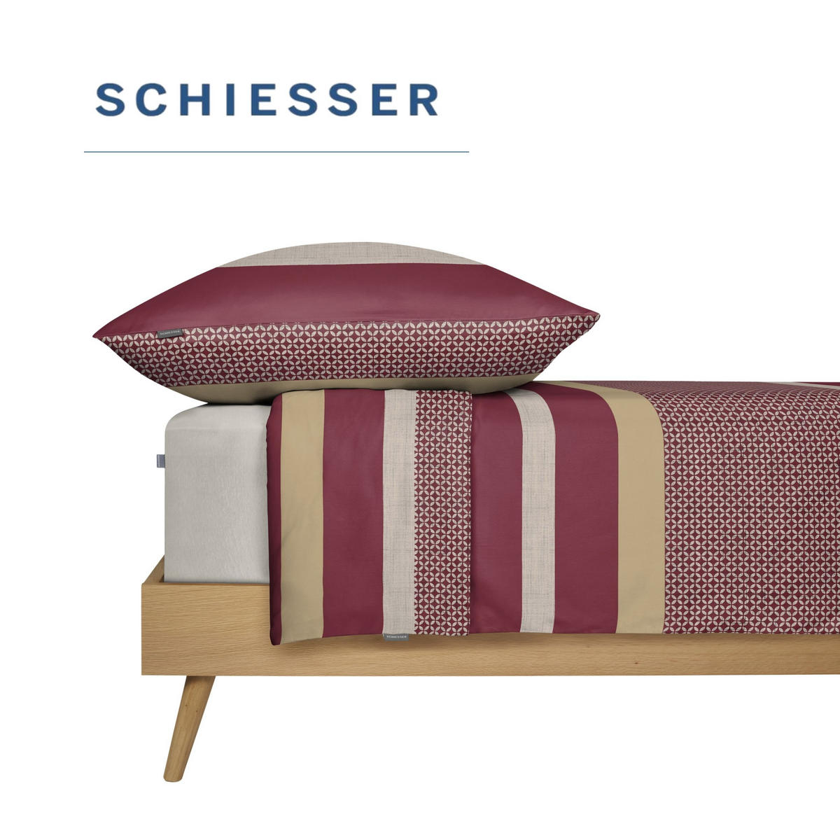 BETTWÄSCHESET Dion - Baumwollsatin - 2-teilig - 135x200 cm - Bordeaux - Bordeaux, Textil (135/200cm) - SCHIESSER