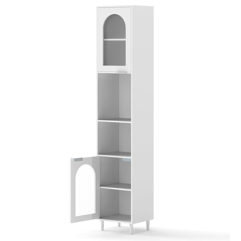 Costway Badezimmer-Hochschrank Weiß 35x180x30 cm