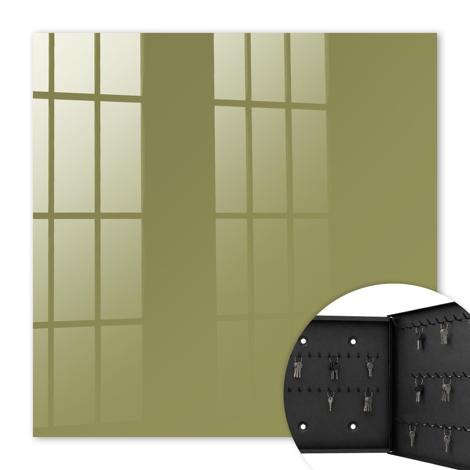 SCHLÜSSELBOX Schwarz 30x30 cm- Türöffnung nach rechts - Grünes Gras - Gelb, Metall (30/30/5cm) - TULUP