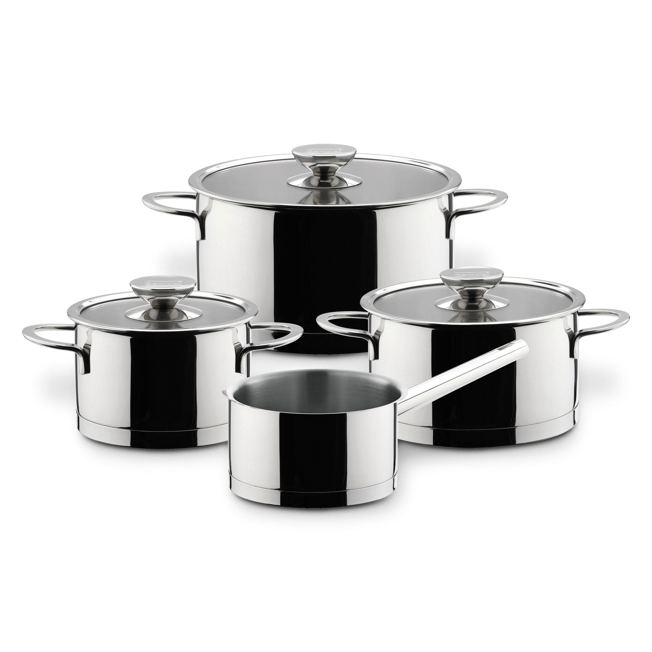 KOCHTOPFSET Kochtopfset Millesima 4-tlg. mit Glasdeckeln, Edelstahl, Silber - Silberfarben, Metall - Berndes