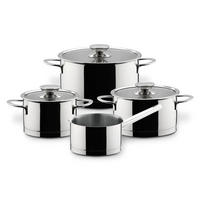 KOCHTOPFSET Kochtopfset Millesima 4-tlg. mit Glasdeckeln, Edelstahl, Silber - Silberfarben, Metall - Berndes