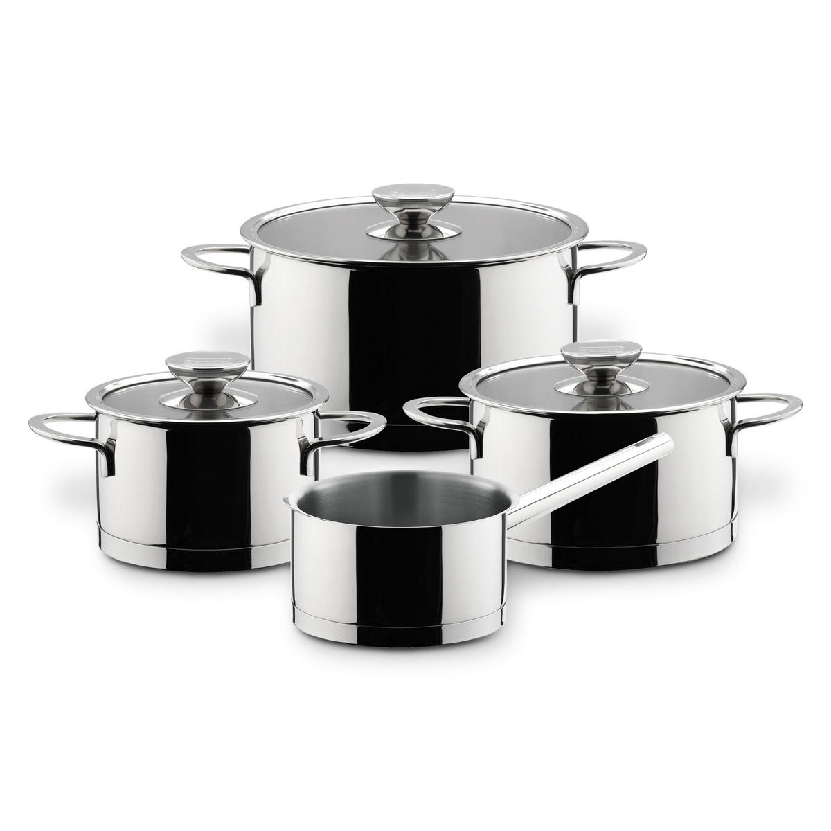 KOCHTOPFSET Kochtopfset Millesima 4-tlg. mit Glasdeckeln, Edelstahl, Silber - Silberfarben, Metall - Berndes