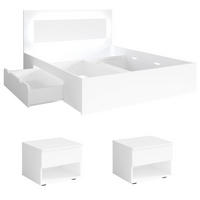 SCHLAFZIMMER-SET Fino mit Lattenrahmen weiß 3-teilig - Weiß, Holz/Holzwerkstoff (180/200cm) - Feldmann-Wohnen