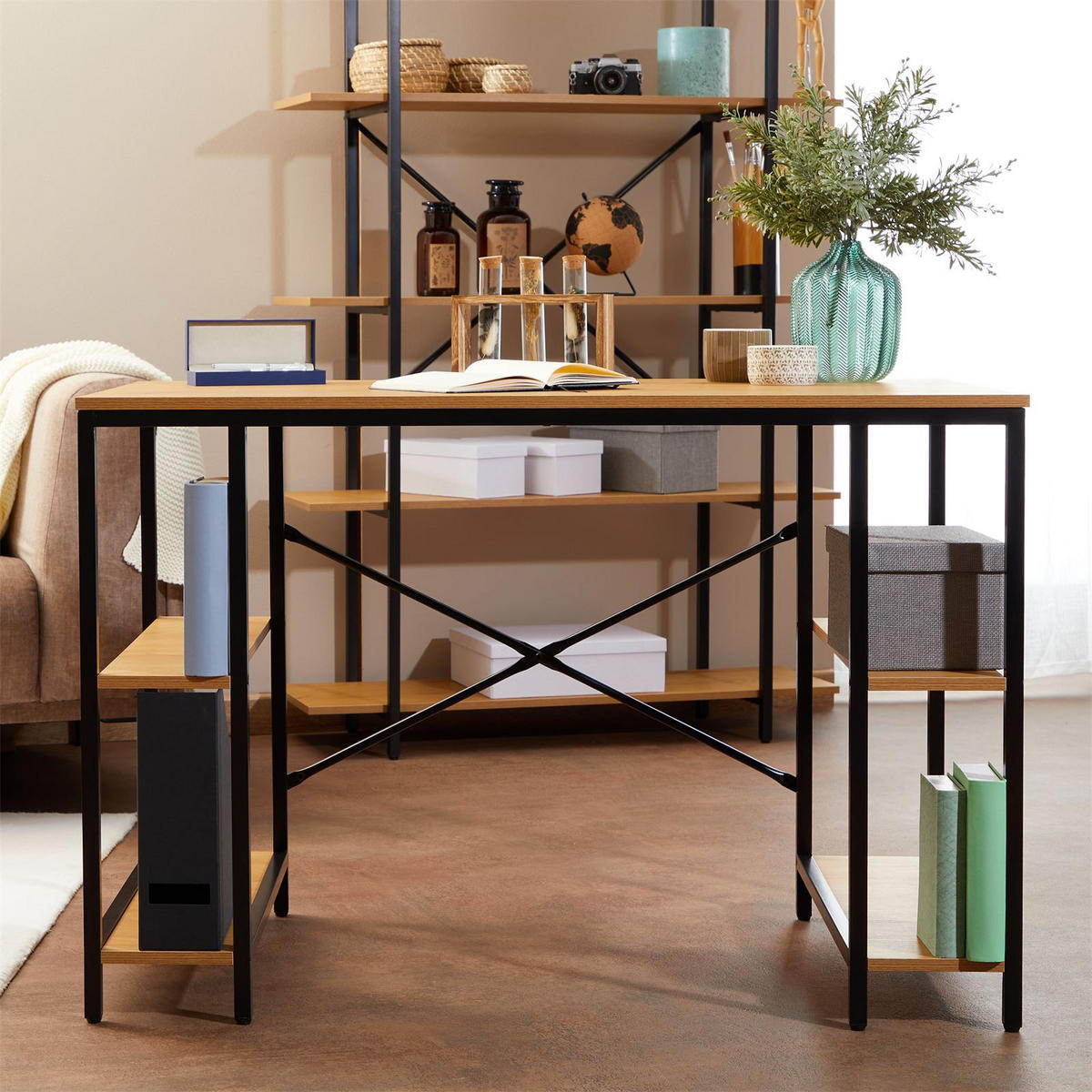 SCHREIBTISCH EVORA - Wildeiche, Holzwerkstoff/Metall (60/110/74cm) - CARO-Möbel