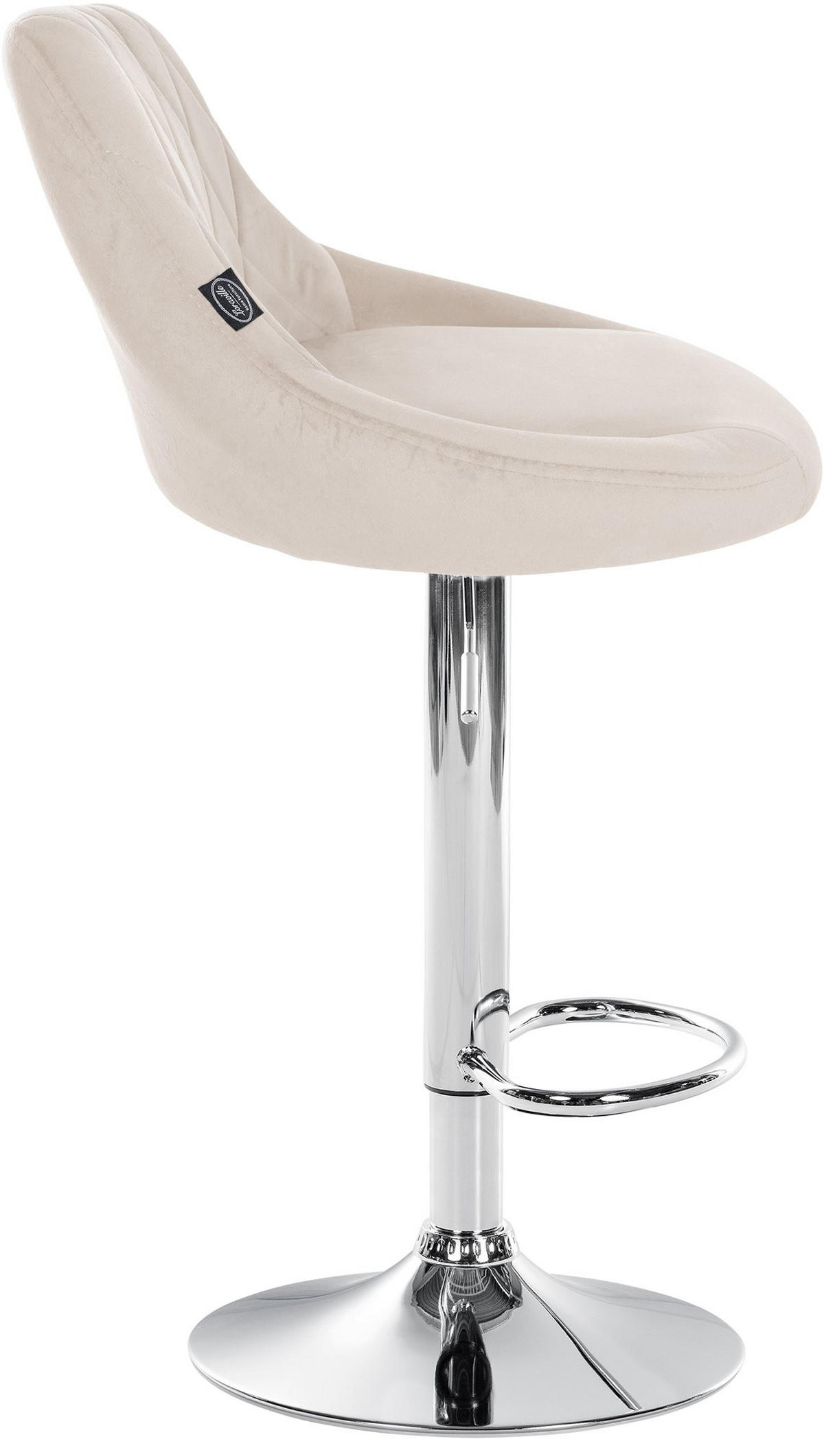 BARHOCKER 2er Set Samt creme - Chromfarben/Creme, Textil/Metall (46/83/49cm) - CLP