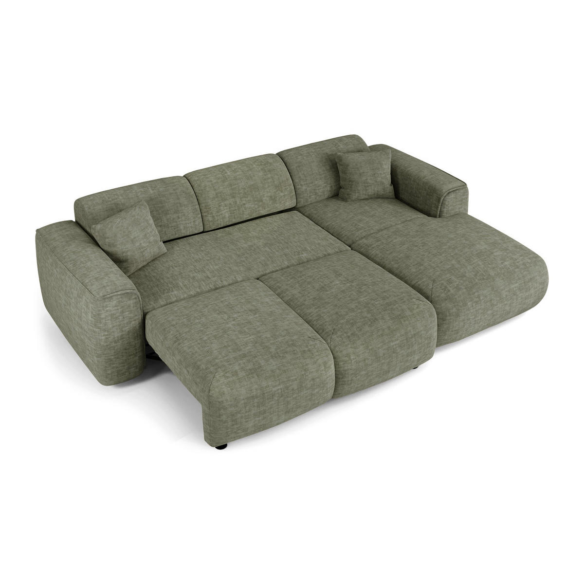 ECKSCHLAFSOFA Texturierter Samt Salbeigrün 283cm - Grün, Textil (283/180cm) - Sia Home