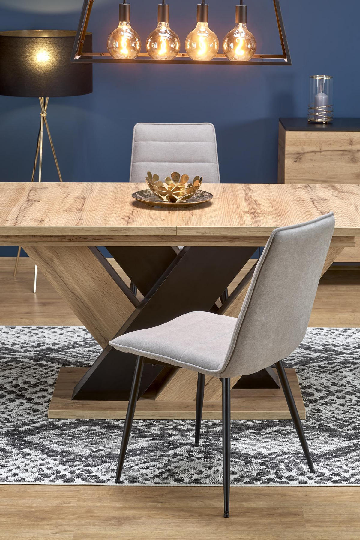 ESSTISCH rechteckig Eiche Artisan Schwarz ausziehbar - Schwarz/Eiche Artisan, Holzwerkstoff (90/160/76cm) - designimpex