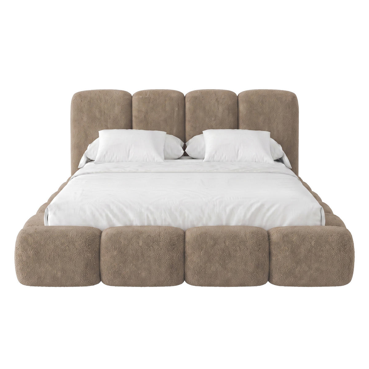 POLSTERBETT SUENO MAXI 200x200 cm in Beige, gepolstertes Kopfteil, Metalllattenrost, Bettkasten, Chenille-Stoff - Beige/Naturfarben, Holz/Textil (200/200cm) - Muffo