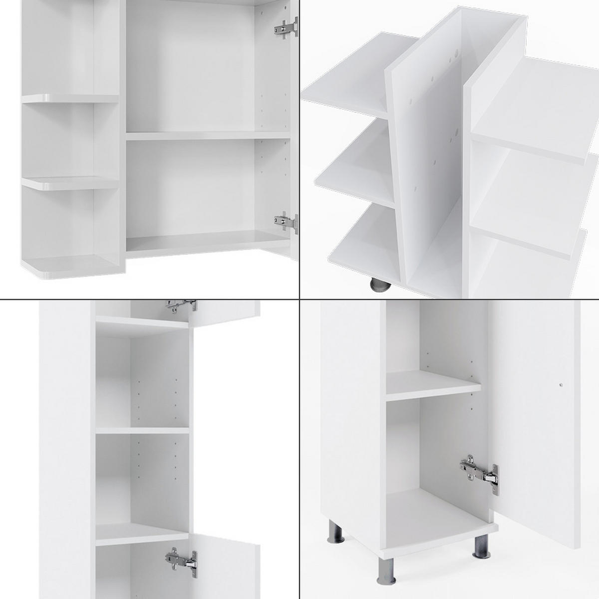 BADMÖBEL-SET Fynn Weiß 4 Teile - Weiß, Holzwerkstoff (79.6/190/36.6cm) - Vicco