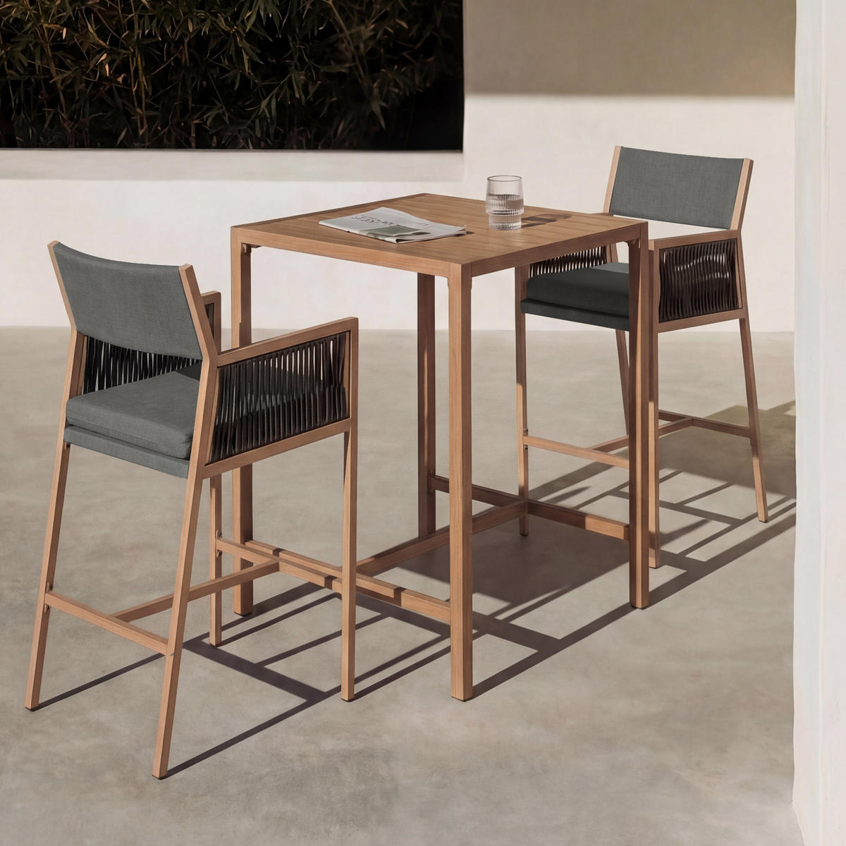 BARSET hranatý, sivý, sada 3 ks - sivá, textil (90/90/115cm) - MCW