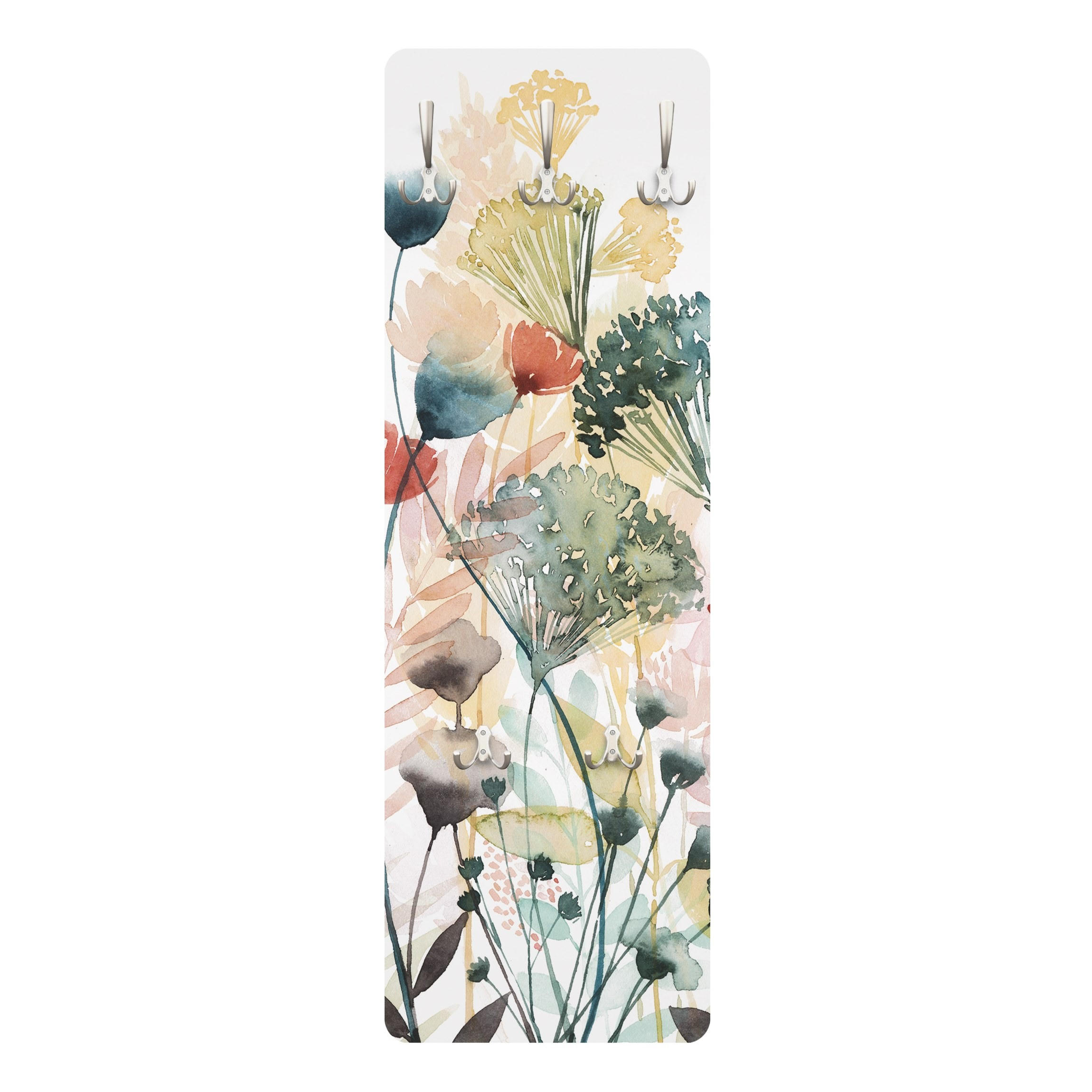 WANDGARDEROBE - Wildblumen im Sommer I 34/105 cm - Weiß, Holzwerkstoff (34/105/1.6cm) - Bilderwelten