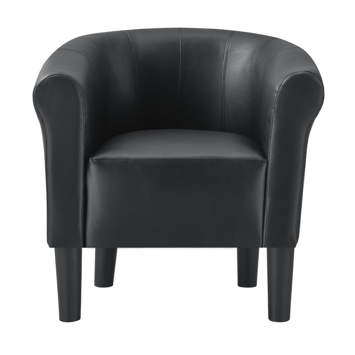 SESSEL Jelgava Kunstleder Schwarz - Schwarz, Textil (70/70/58cm) - [en.casa]