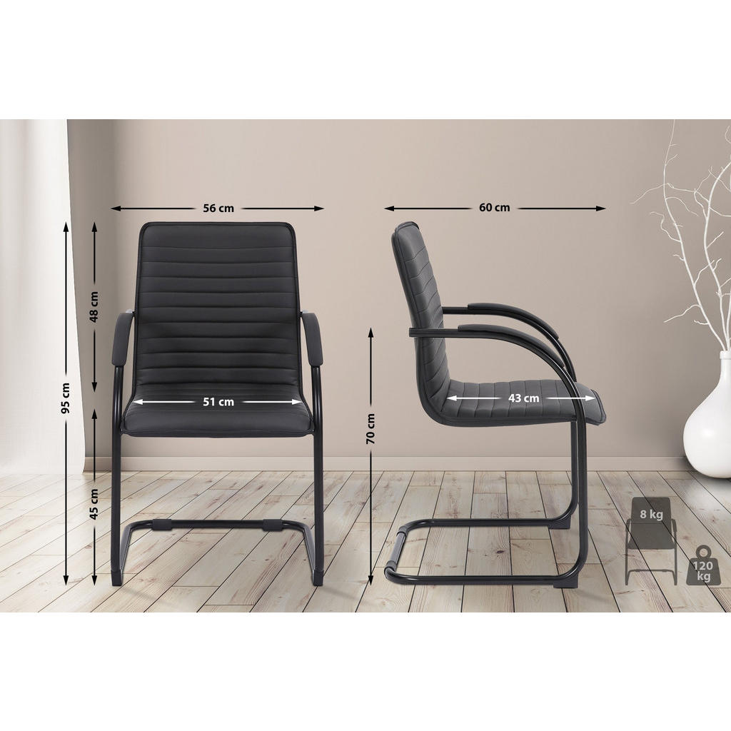 Thumbnail - TPFLiving Besucherstühle, Schwarz, Textil, 56x95x60 cm, Arbeitszimmer, Besucherstühle